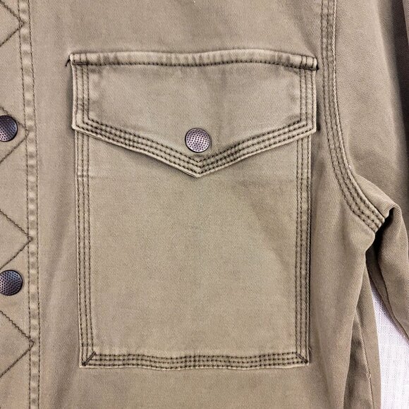 Michael Stars Small Olive Green Cotton Blend Military Shirt Jacket Zip Utility - Picture 3 of 13